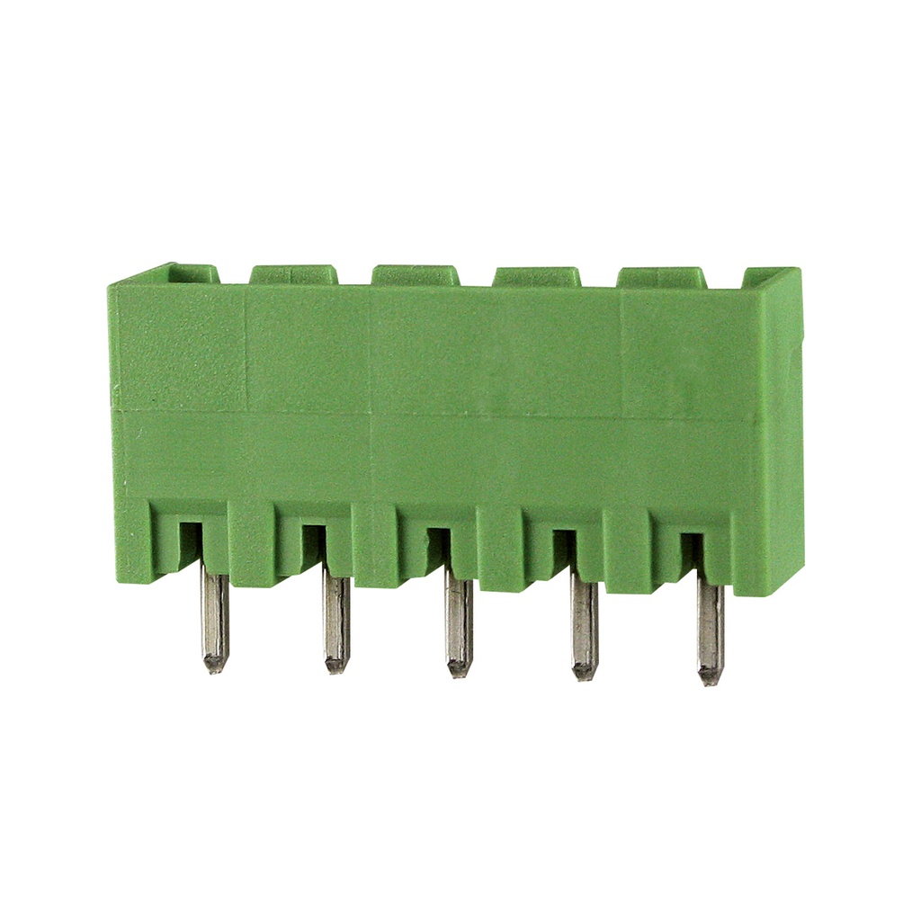 5 Position PCB Terminal Block Header With Closed Ends, Vertical, 5mm Pin Spacing, Polarizing Ribs