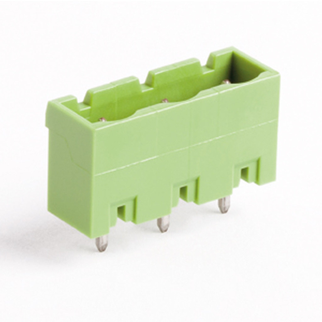 10 Position PCB Terminal Block Header With Closed Ends, Vertical, 7.5mm Pin Spacing, Polarizing Ribs, Green Housing