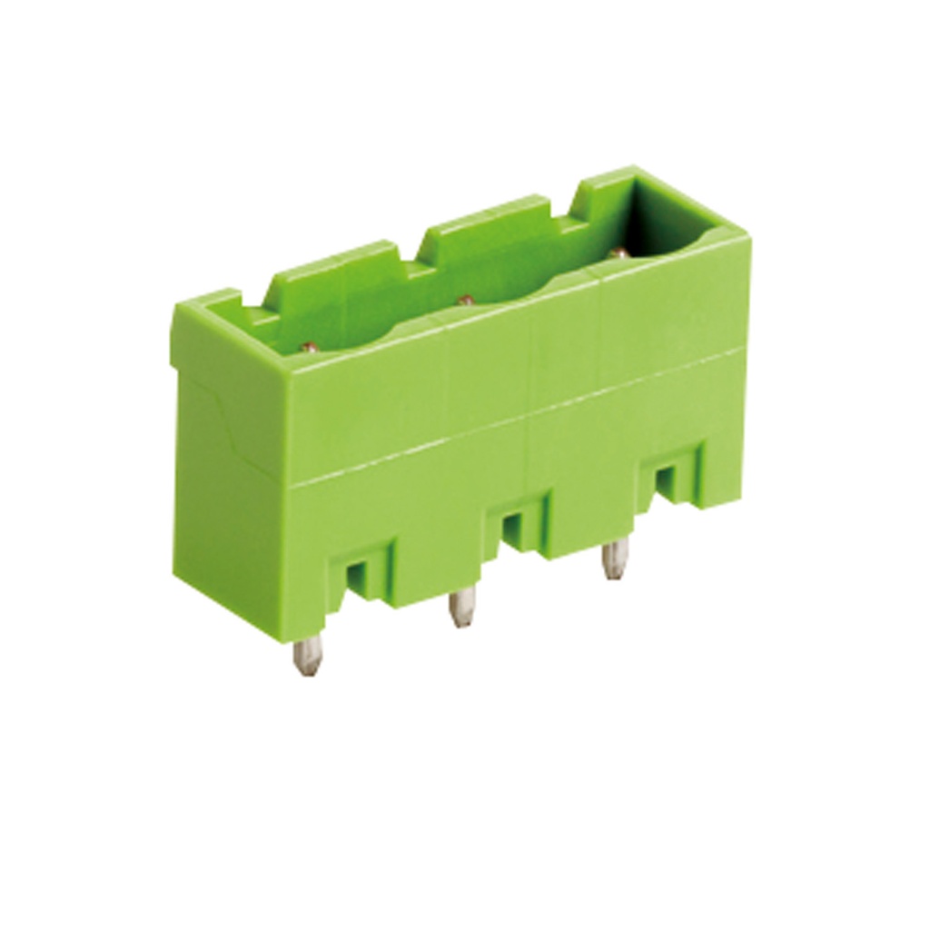 10 Position PCB Terminal Block Header With Closed Ends, Vertical, 7.62mm Pin Spacing, Polarizing Ribs, Green Housing