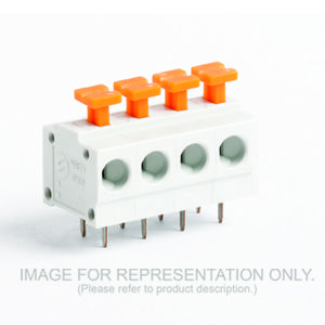 12 Position PCB Spring Terminal Block With Orange Actuator, Horizontal Wire Entry,  5.08mm Pitch, Gray, 30-16AWG
