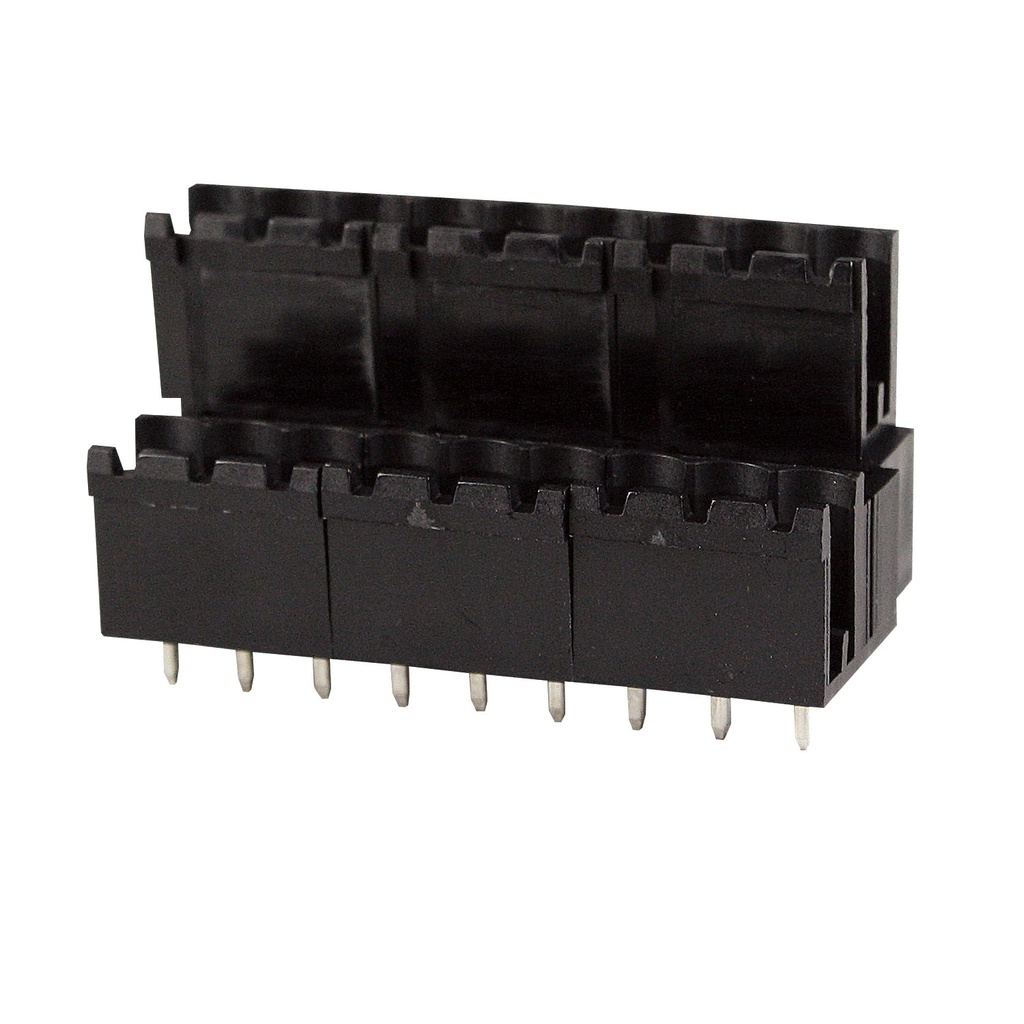 2 Level, 3 Position PCB Terminal Block Connector Header, 5.08mm Pin Spacing, Vertical Entry For Pluggable Terminal Block, Interlocking Housing, Black