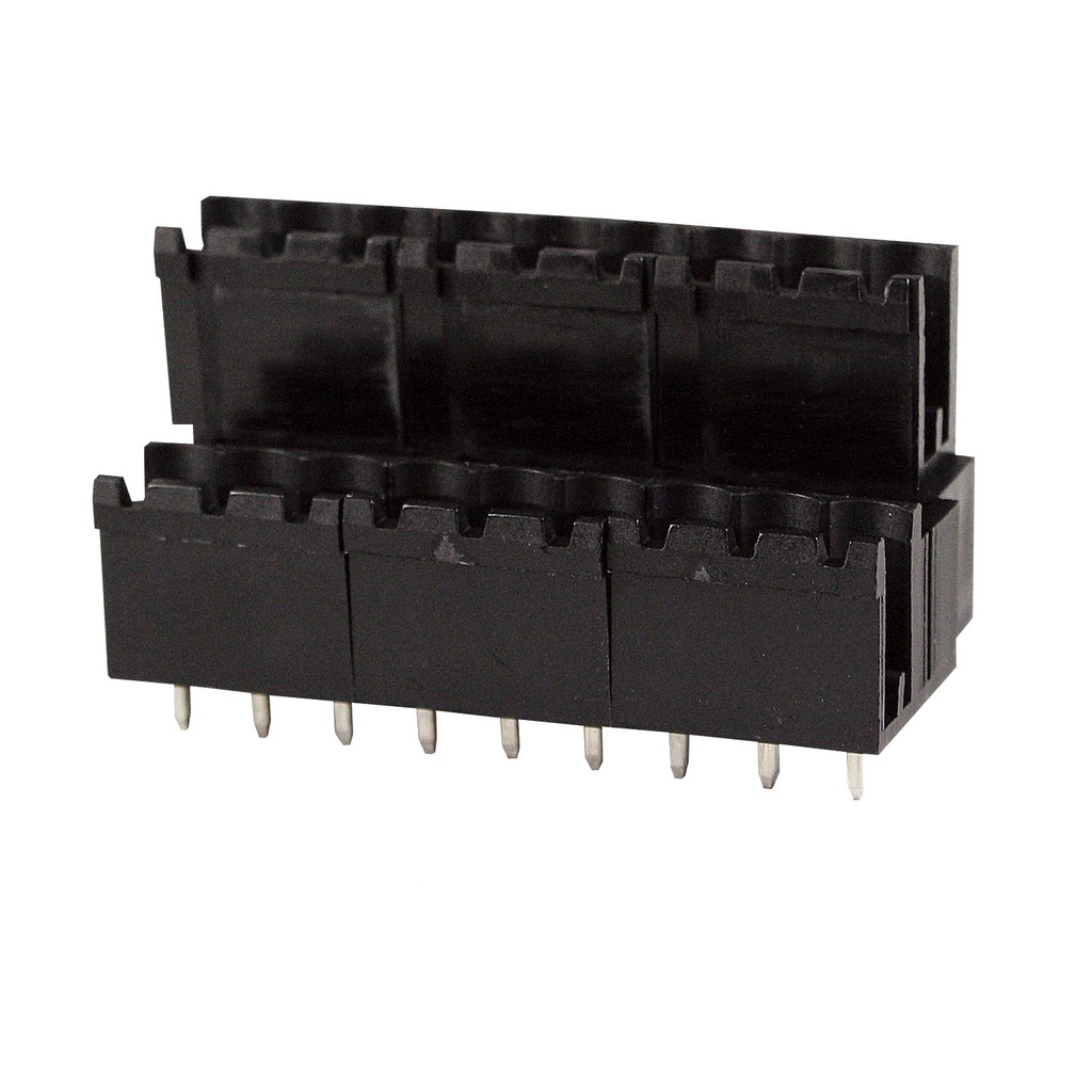 2 Level, 9 Position PCB Terminal Block Connector Header, 5mm Pin Spacing, Vertical Entry For Pluggable Terminal Block, Interlocking Housing, Black