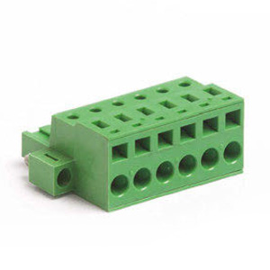 10 Position Spring Clamp Pluggable Terminal Block With Screw locks, 5mm Spacing, Front Wire Entry, Green Housing, 24-14 AWG