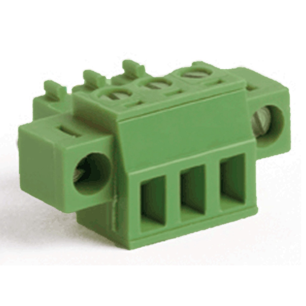 10 Position 3.5mm Pluggable Terminal Block With Screw Locks, Screw Clamp, Green Housing, 30-16AWG