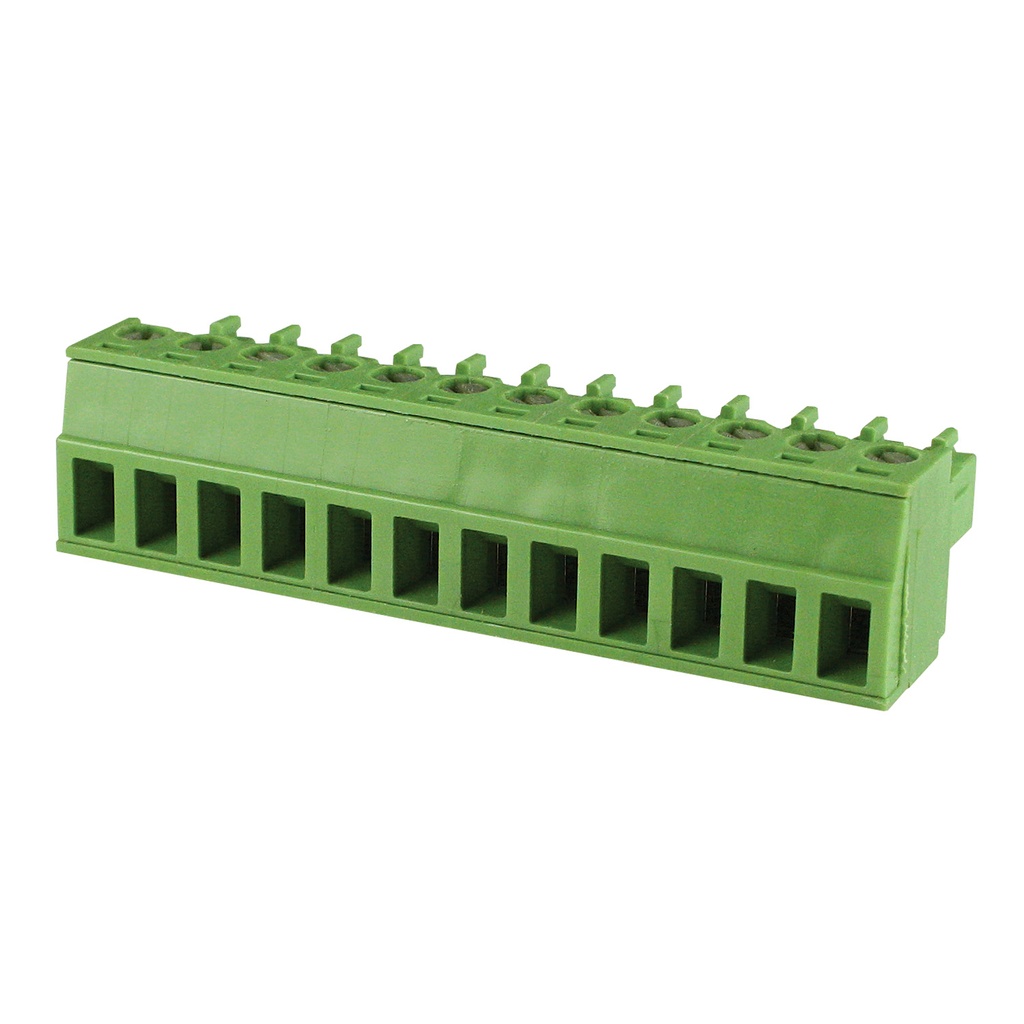 11 Position 3.5mm Pluggable Terminal Block, Screw Clamp, Green Housing, 30-16AWG