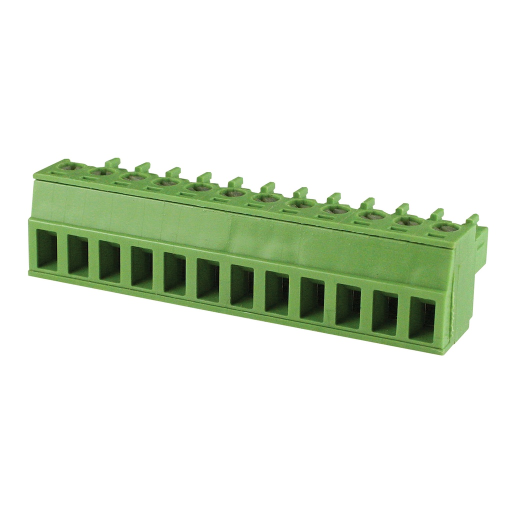11 Position 3.5mm Pluggable Terminal Block, Screw Clamp, Green Housing, 30-16AWG