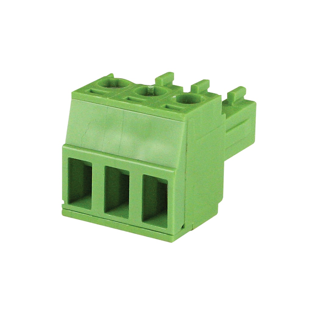 3 Position 3.81mm Pluggable Terminal Block, Screw Clamp, Green Housing, 30-16AWG