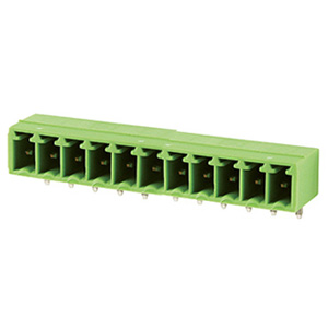 12 Position PCB Terminal Block Header, 3.5mm pitch, Horizontal, Green Housing, For Use With 3.5mm High Density Pluggable Terminal Blocks