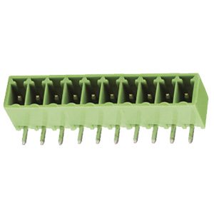 10 Position PCB Terminal Block Header, 3.81mm pitch, Horizontal, Green Housing, For Use With 3.81mm High Density Pluggable Terminal Blocks