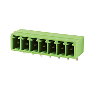 7 Position PCB Terminal Block Header, 3.81mm pitch, Horizontal, Green Housing, For Use With 3.81mm High Density Pluggable Terminal Blocks