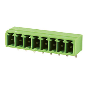 8 Position PCB Terminal Block Header, 3.81mm pitch, Horizontal, Green Housing, For Use With 3.81mm High Density Pluggable Terminal Blocks