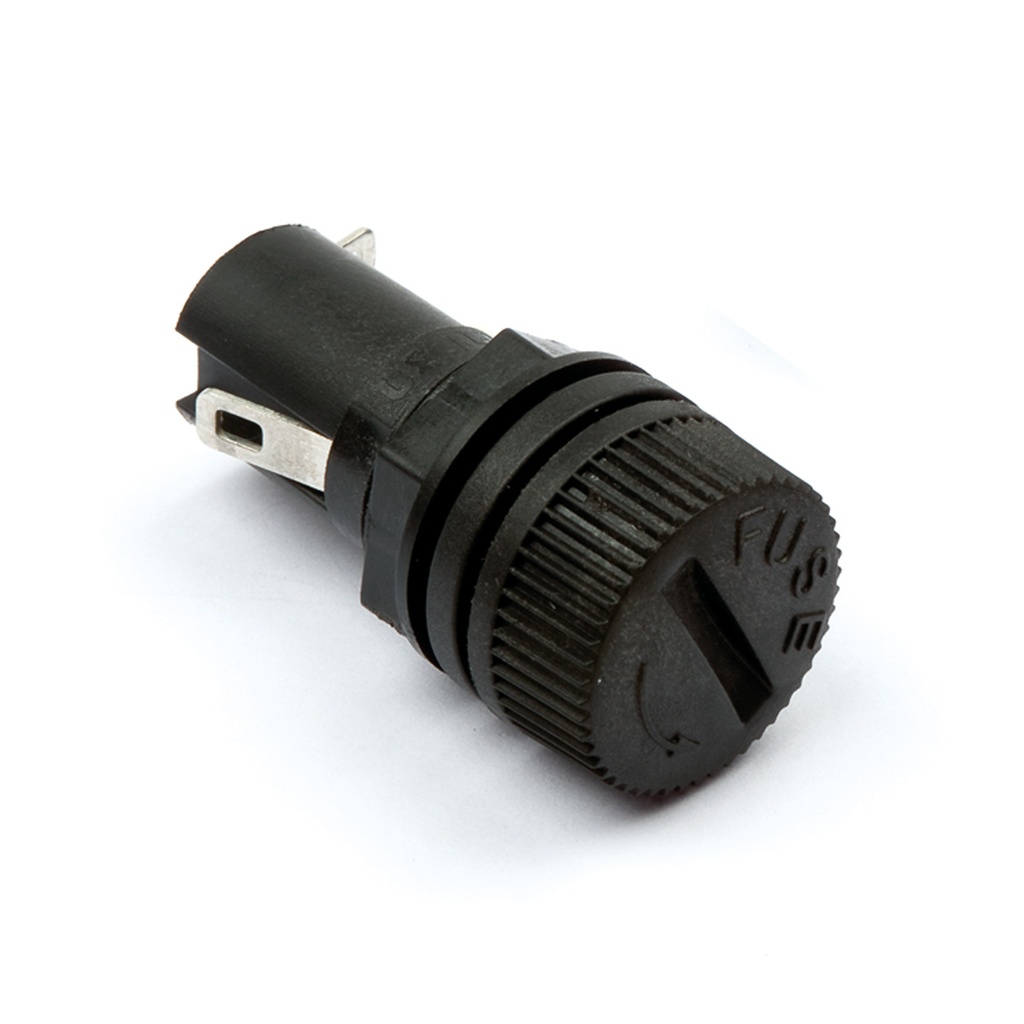 Panel Mount Fuse Holder With Finger Grip Cap For Use With 5 x 20 mm Glass Fuse, Short Body, 20 A, 250 V, UL
