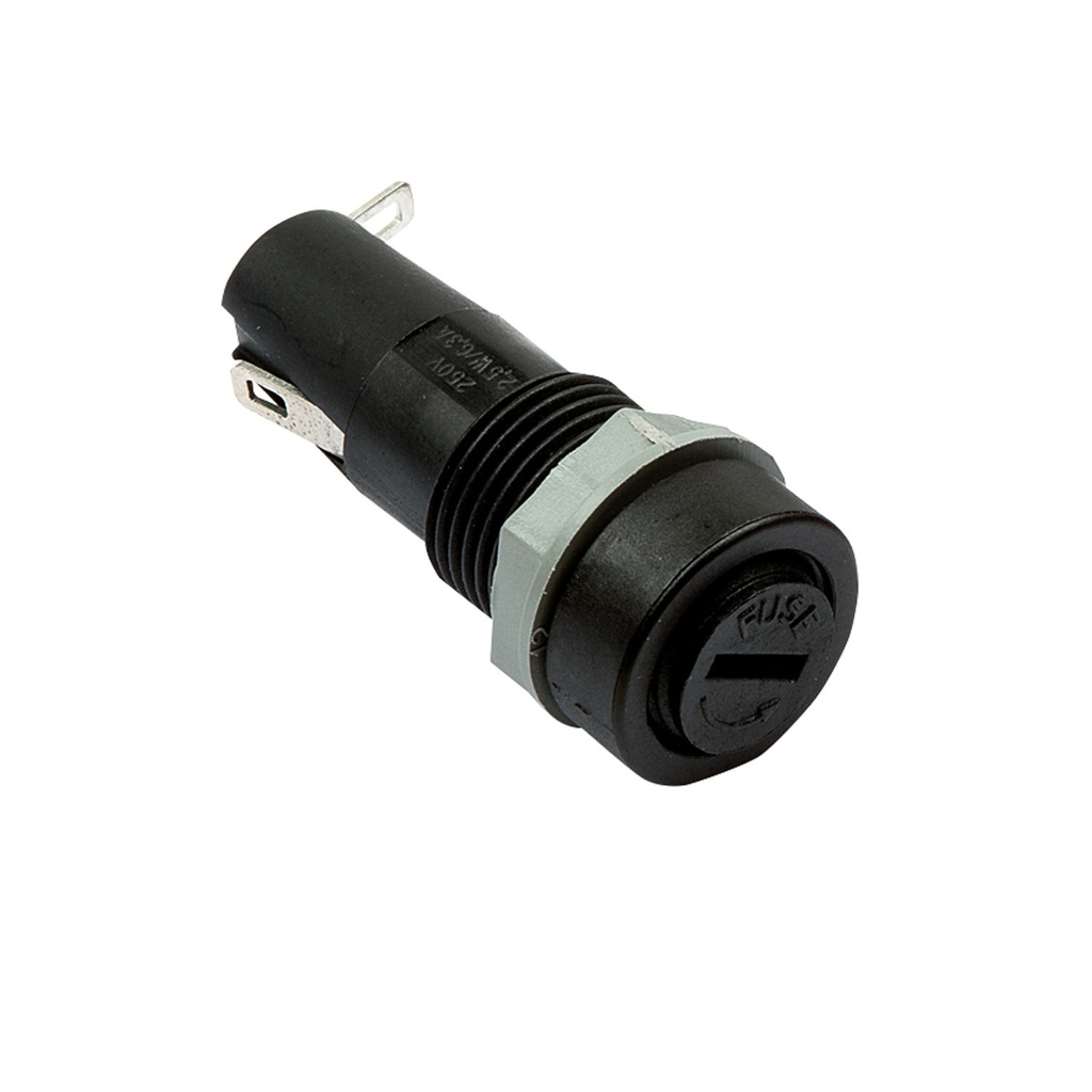 ASI PTF-35 Panel Mount Fuse Holder | 15mm Bayonet Cap | 5x20mm Fuse | 20A 250V UL Rated | 12mm Mounting Hole