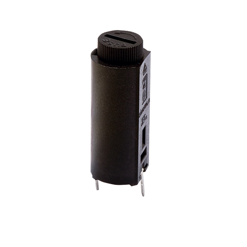 20mm PCB Fuse Holder, Enclosed With Bayonet Cap, Vertical Mount, Accepts 5x20mm Glass Fuse, 10A, 250Vac, PTF-45