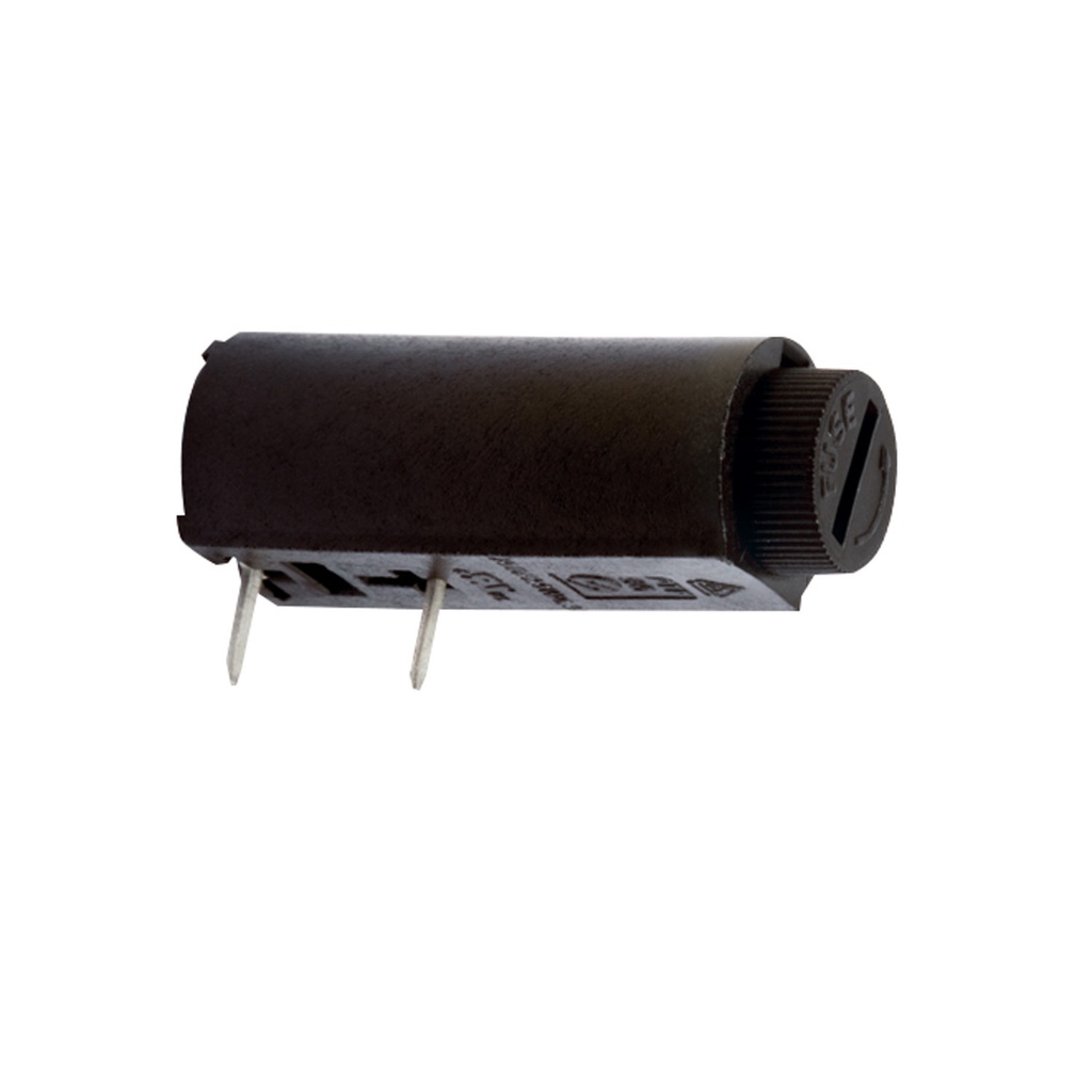 20mm PCB Fuse Holder, Enclosed With Bayonet Cap, Horizontal Mount, Accepts 5x20mm Glass Fuse, 10A, 250Vac, PTF-50
