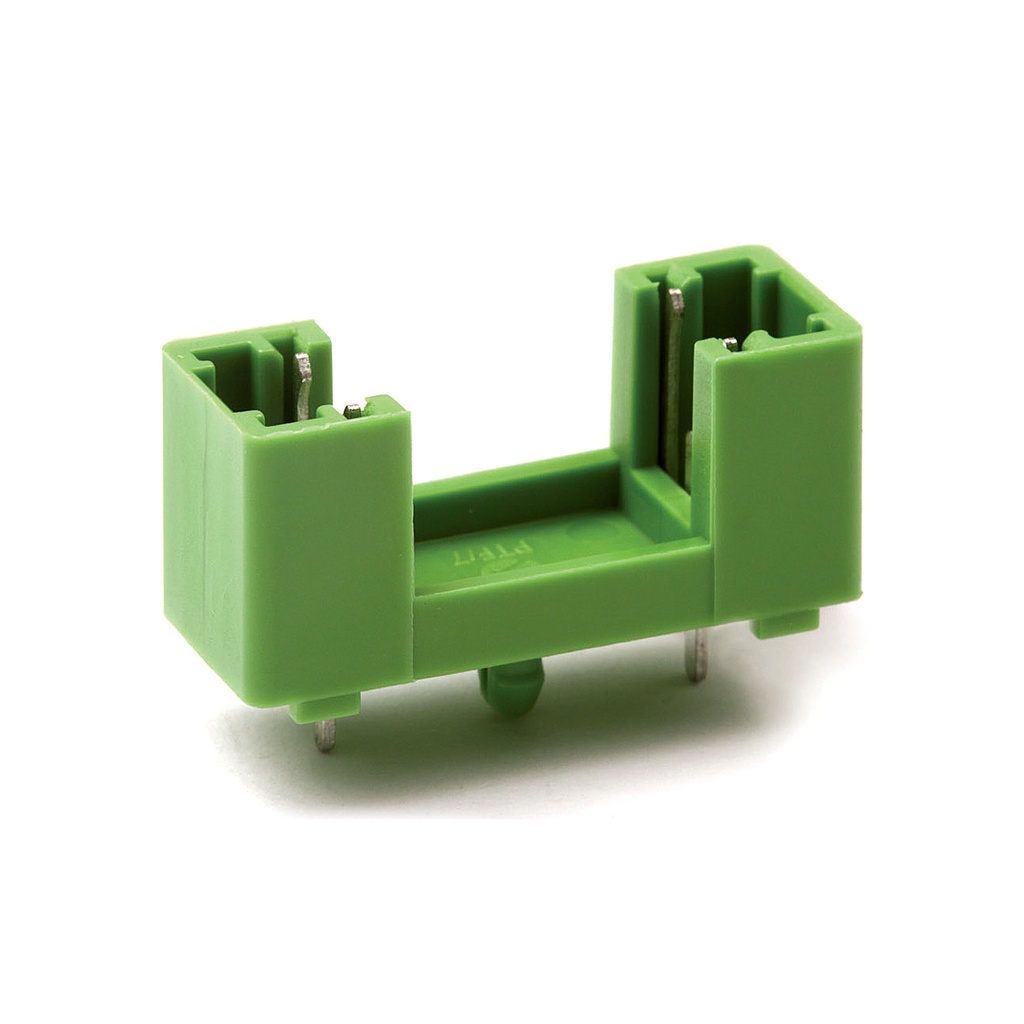 PCB Fuse Holder | 5x20mm Glass Fuse | 1-Pole | 250V AC, 20A | 15mm Pitch With Center Tab | Green | Through-Hole PCB Mount | ShockSafe PC1 | ASI PTF-75