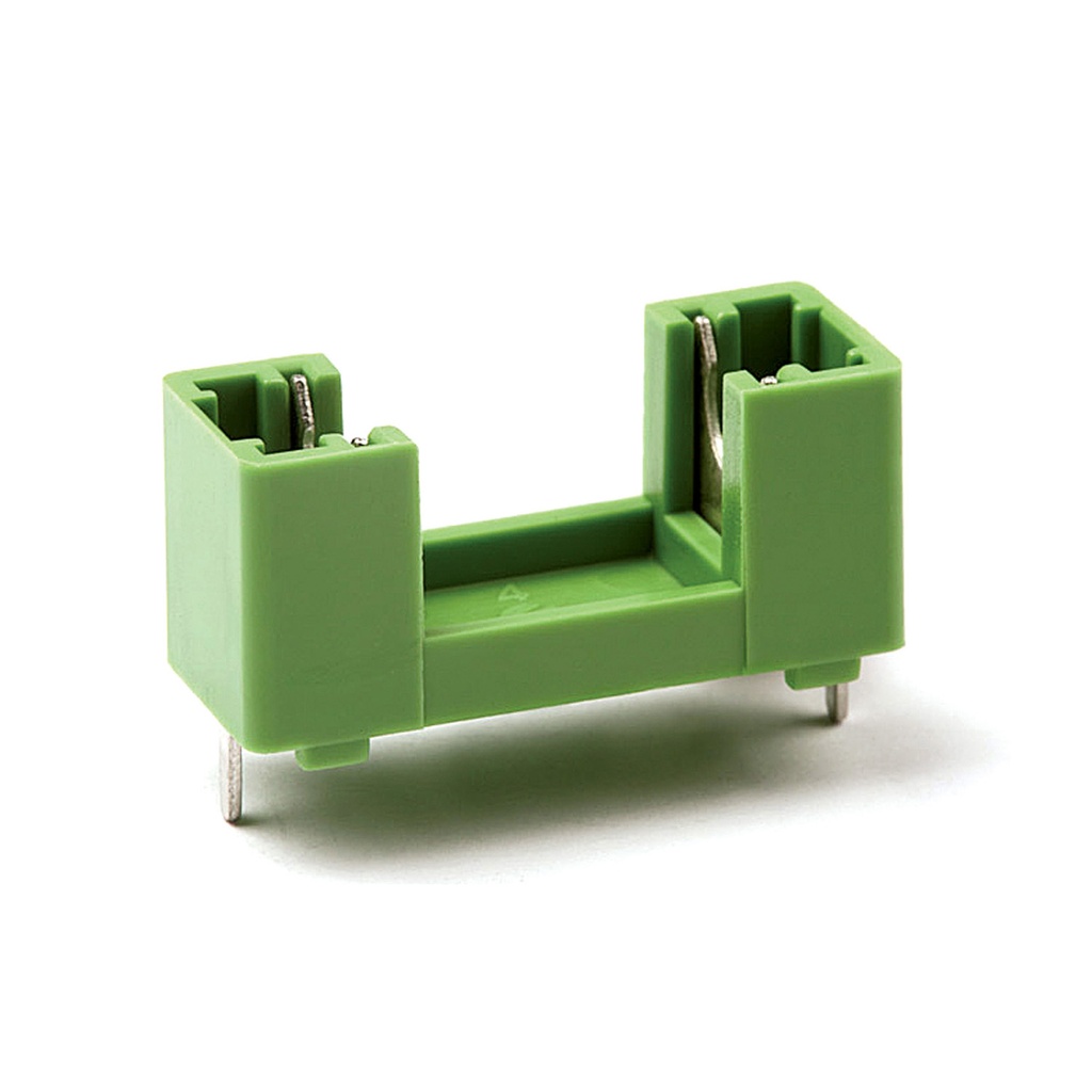 PCB Fuse Holder | 5x20mm Glass Fuse | 1-Pole | 250V AC, 20A | 22.6mm Pitch | Green | Through-Hole PCB Mount | ShockSafe PC1 | ASI PTF-78