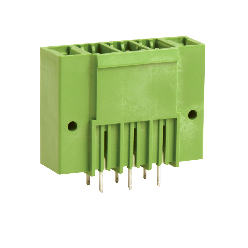 10 Position 41 Amp PCB Header With Threaded Flange, Vertical, For Use With Pluggable Terminal Block Connectors With Screw Locks, PWM1P7.62-10DPFV
