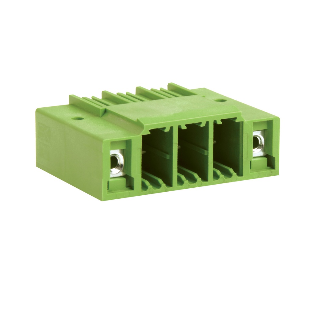 10 Position 41 Amp PCB Horizontal Header with Threaded Flange, For Use with Pluggable Terminal Block Connectors with Screw Locks, PWM1P7.62-10DPSQFV