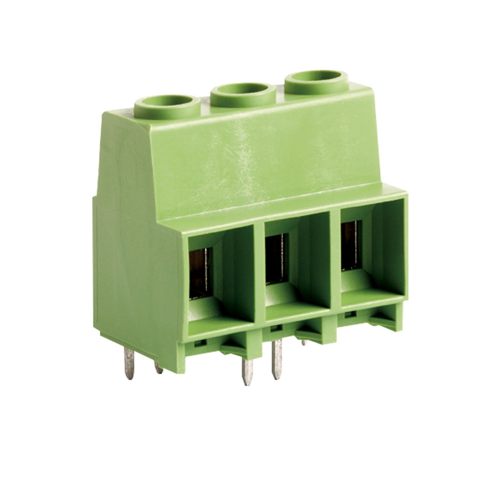 60A Printed Circuit Board (PCB) Terminal Block, Non-Interlock, 2 Position, Staggered 2 Solder Pin Mount, Screw Clamp, 300 Volts