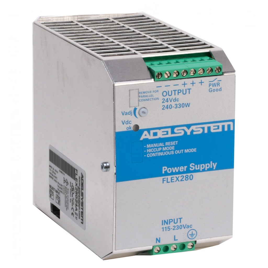 24V DC Power Supply, 14 Amp, 115-230V AC Input, Single Phase, DIN Rail Mounted