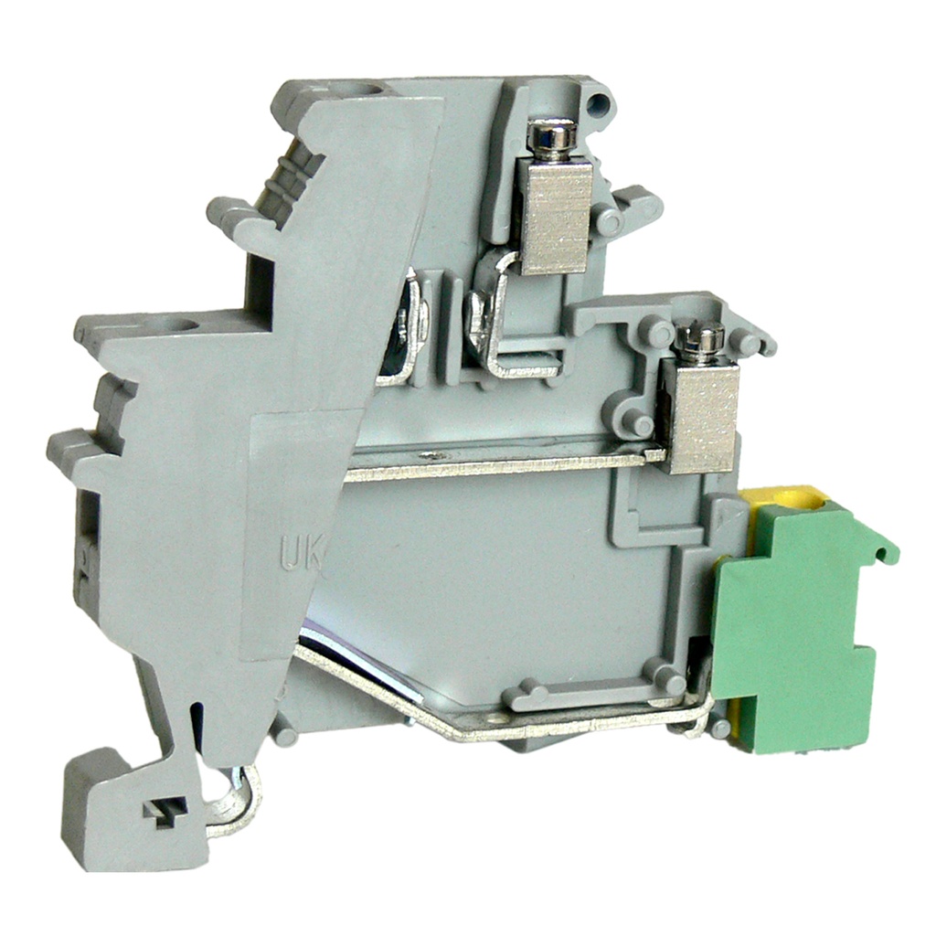 3-Level Sensor Actuator Terminal Block | 1 Ground, 1 Feedthrough, 1 Disconnect Circuit | DIN Rail Mount | 24-12 AWG | UKJ-DOKD1.5-TG
