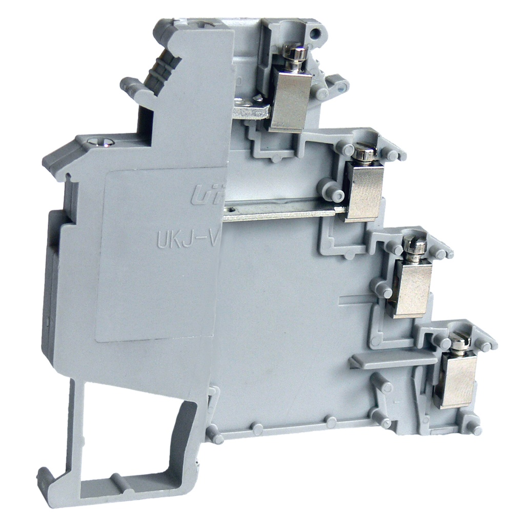 4-Level Sensor Actuator Terminal Block | 2 Common, 2 Feedthrough | 24–12 AWG | DIN Rail Mount |