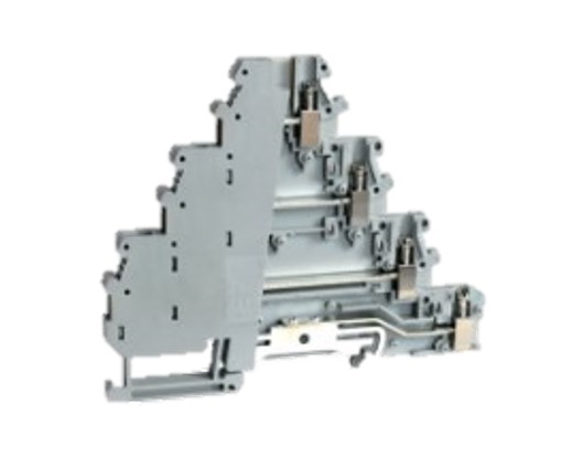 4-Level Sensor Actuator Terminal Block | 2 Common, 1 Ground, 1 Signal | 24–12 AWG | DIN Rail Mount | UKJ-DLK4/JD