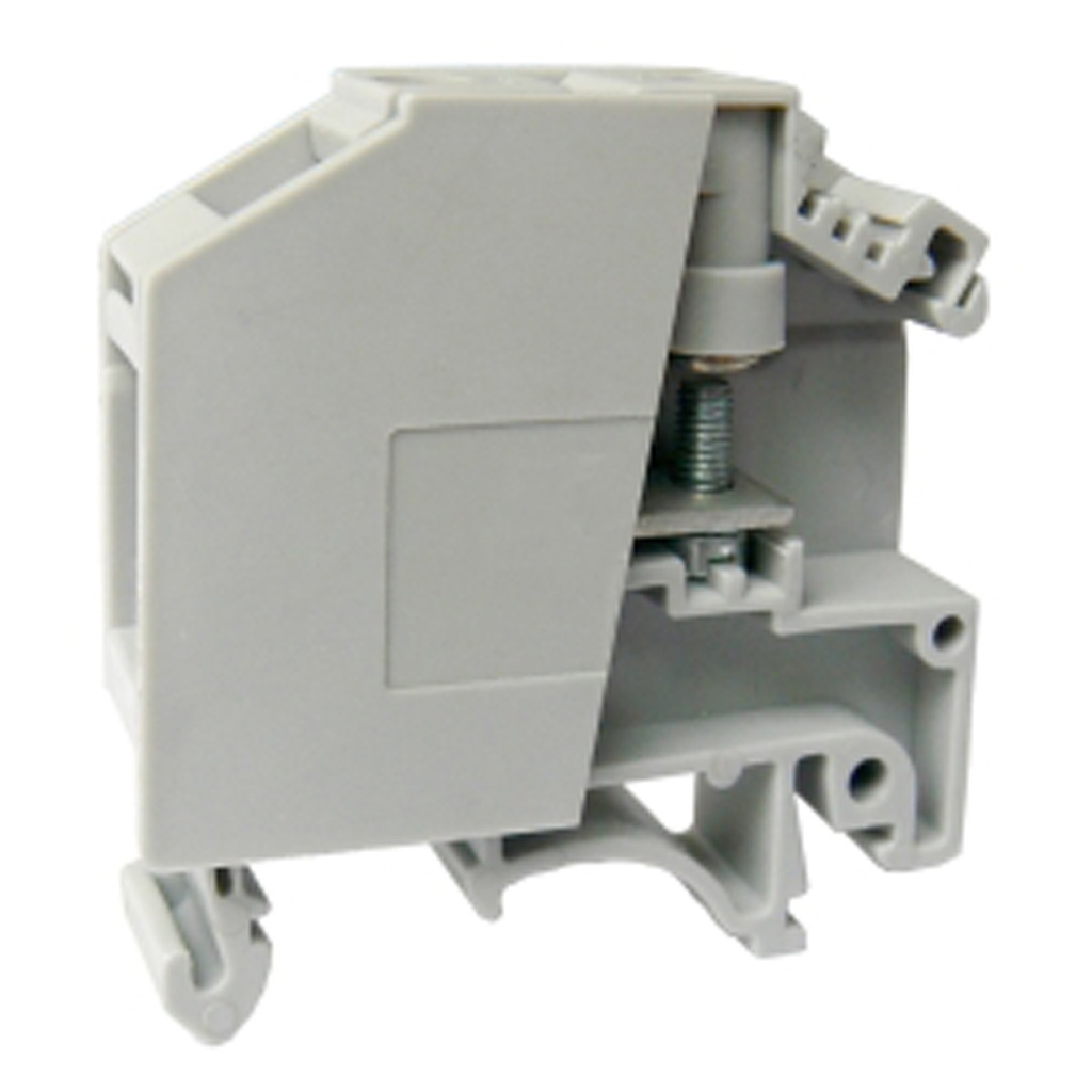 DNU- Bolt Connection Terminal Block with Hinged Cap, DIN Rail Mount, 9mm Wide, 26-10AWG, 25A, 600V, ASI271061