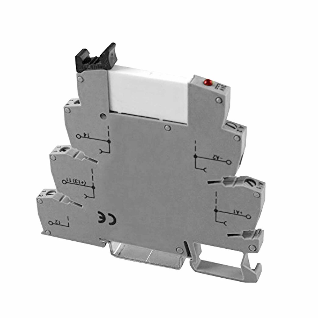 Terminal Block Relay, SPDT, 12V DC, 14mA, Din Rail Mount, LED Indicators, Low Profile, UL Listed