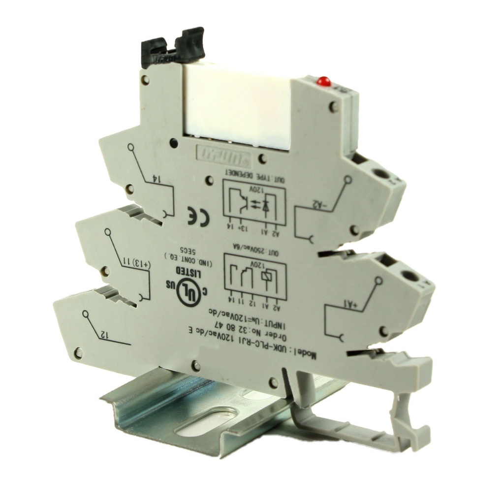 Terminal Block Relay 24V, DIN Rail Relay 24Vac/dc With Spring Terminal Block Connections, SPDT, 24Vac/dc Coil,  6A 250Vac Contact, ASI328044