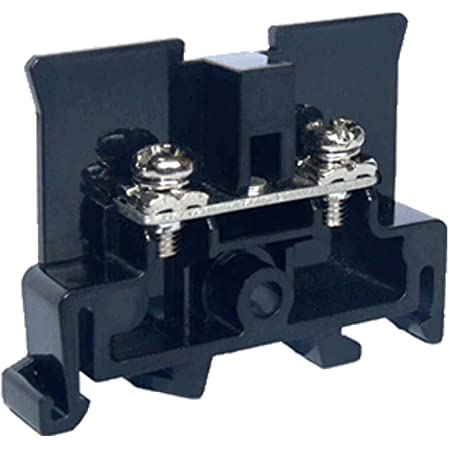 NEMA Style DIN Rail Terminal Block For Ring Lugs, M3 Screw, Black, 10A, 600V