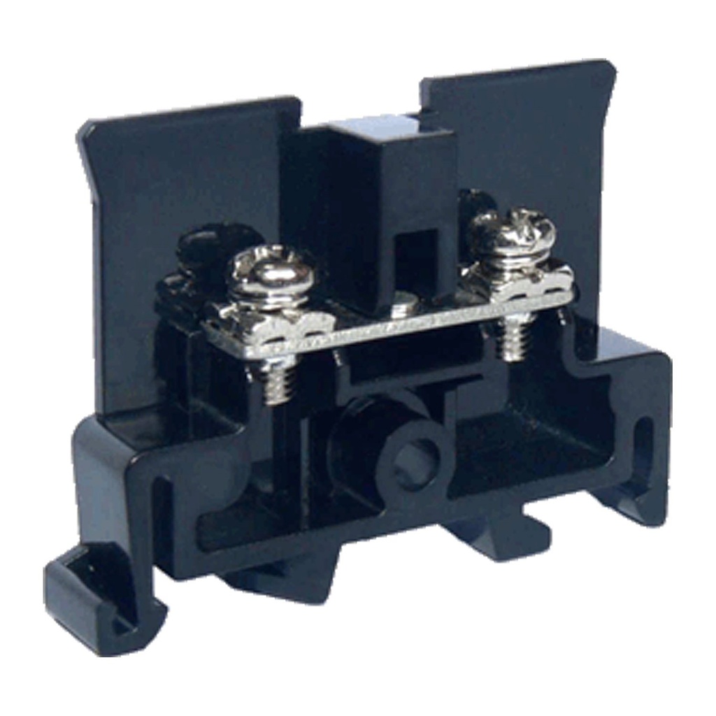 NEMA Style DIN Rail Terminal Block For Ring Lugs, M3.5 Screw, Black, 20A, 600V