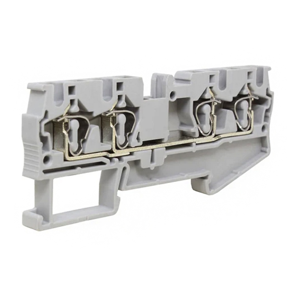 4-wire Spring Terminal Block, DIN Rail Mount 4 Wire Screwless Terminal Block,  28-10 AWG, 30A, 600V, ASI421010