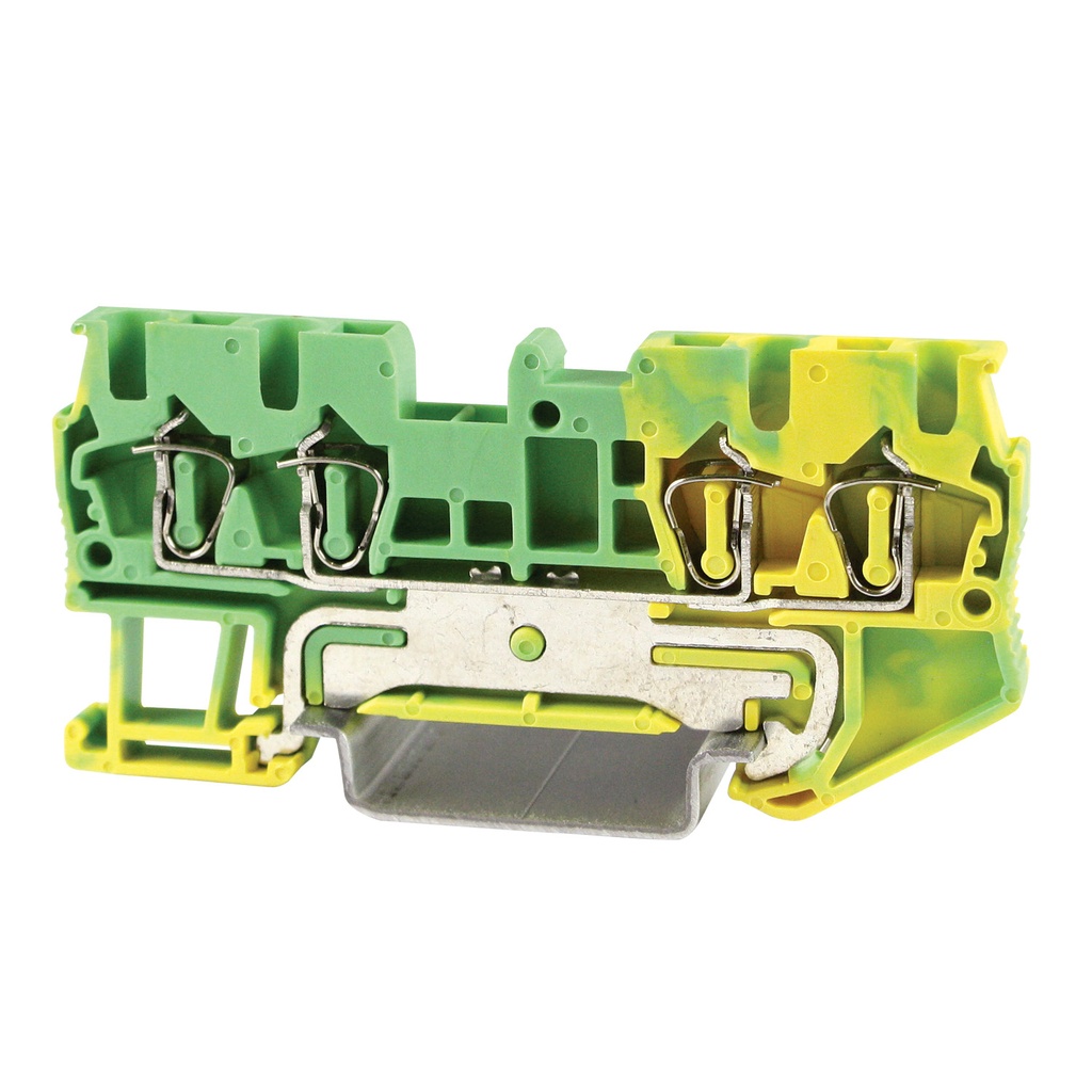 4-wire Ground Spring Terminal Block, 4 Wire Screwless Ground Terminal Block, DIN Rail Mount, 28-14 AWG, ASI421018