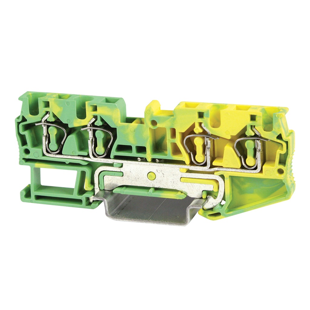 4-wire Ground Spring Terminal Block, 4 Wire Screwless Ground Terminal Block, DIN Rail Mount, 28-10 AWG, ASI4210120