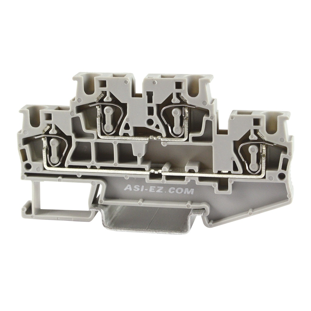 2 Level Spring Terminal Block, DIN Rail Mount, Screwless Terminal Block With 2 Levels, 5.2mm Wide, UL 28-10 AWG, 30A, 300V