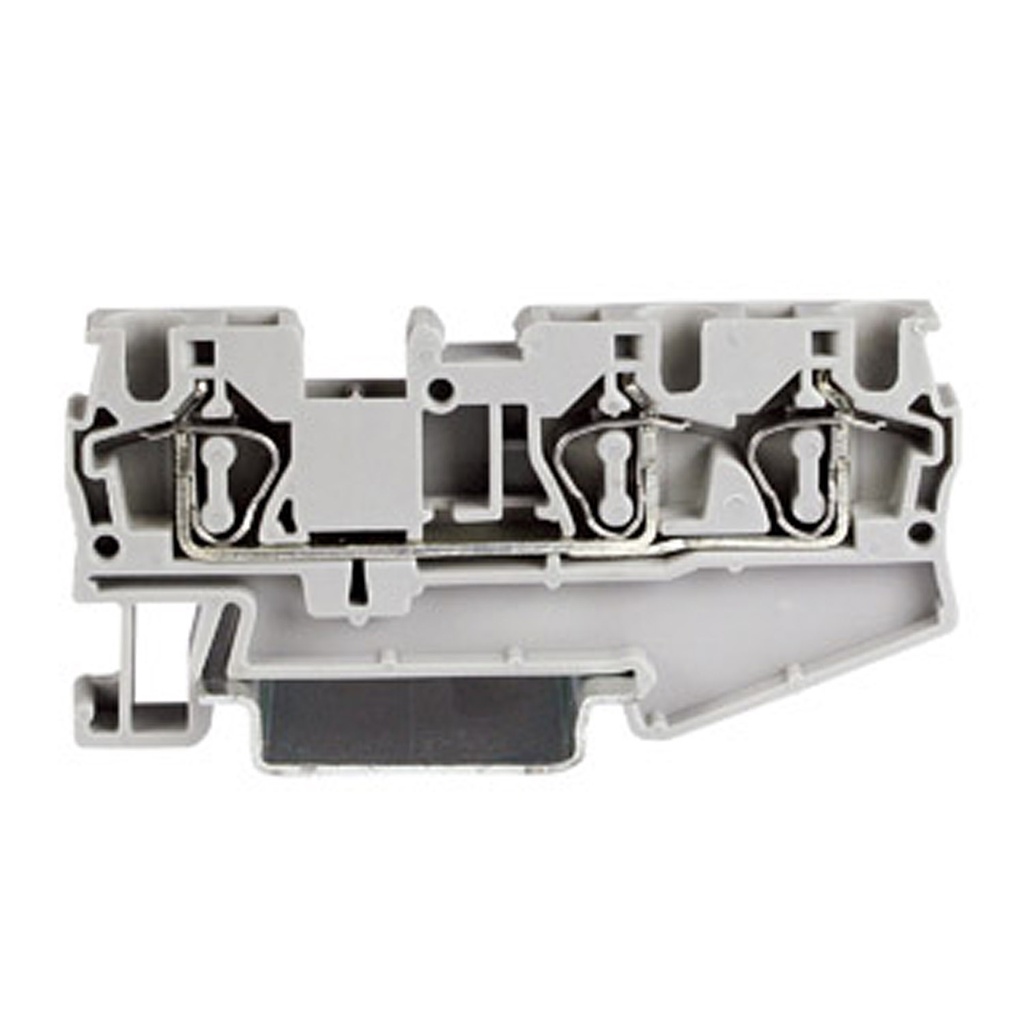 3-wire Spring Terminal Block, DIN Rail Mount 3 Wire Screwless Terminal Block,  28-14 AWG, 15A, 300V, ASI421027