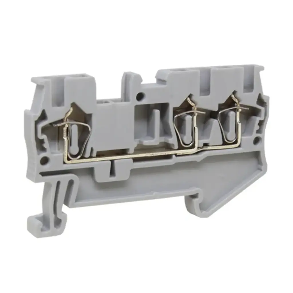 3-wire Spring Terminal Block, DIN Rail Mount 3 Wire Screwless Terminal Block,  24-8 AWG, 50A, 600V