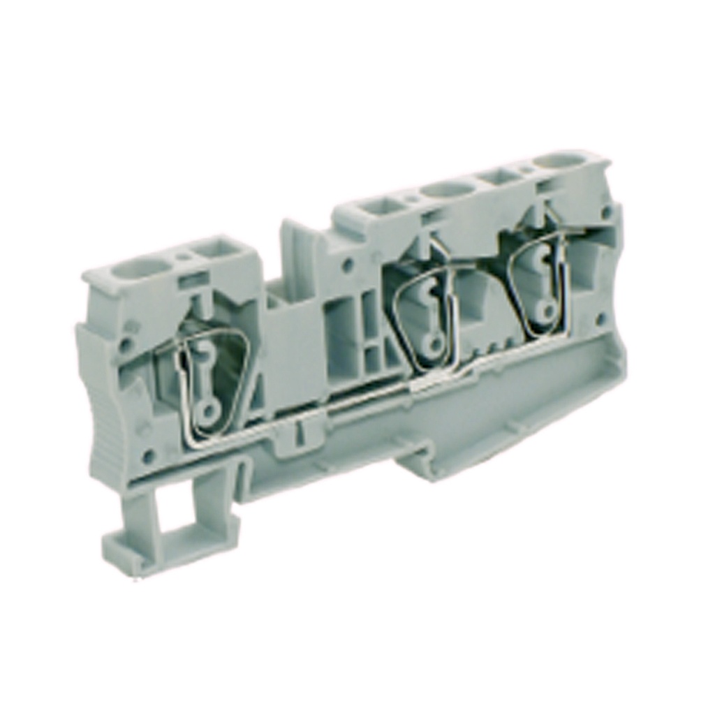 3-wire Spring Terminal Block, DIN Rail Mount 3 Wire Screwless Terminal Block,  16-6 AWG, 65A, 600V, ASI421118
