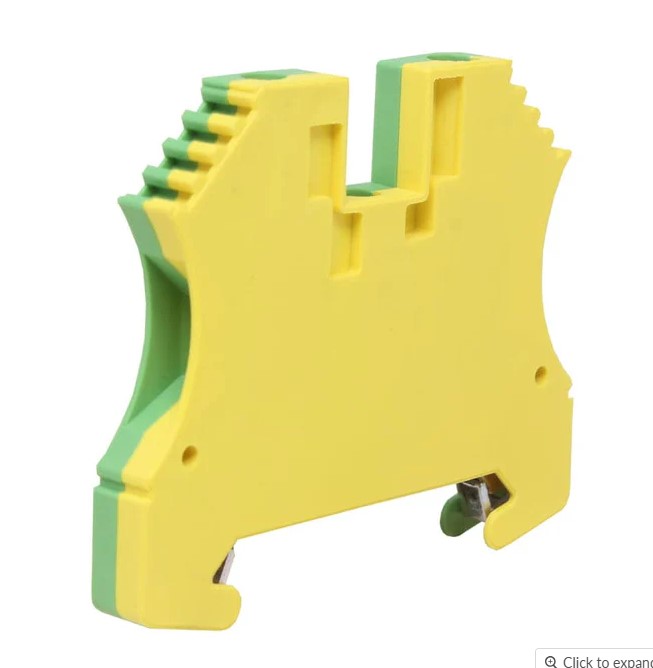 Feed Through Ground Terminal Block | DIN Rail Mount | Screw Terminal | 6.2mm Wide | 30-10AWG | UL Ratings ASIUKJW4JD