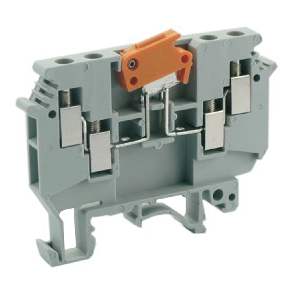 Knife Disconnect 4-wire DIN Rail Mount Terminal Block, 22-12 AWG, ASIUDK4MTKPP