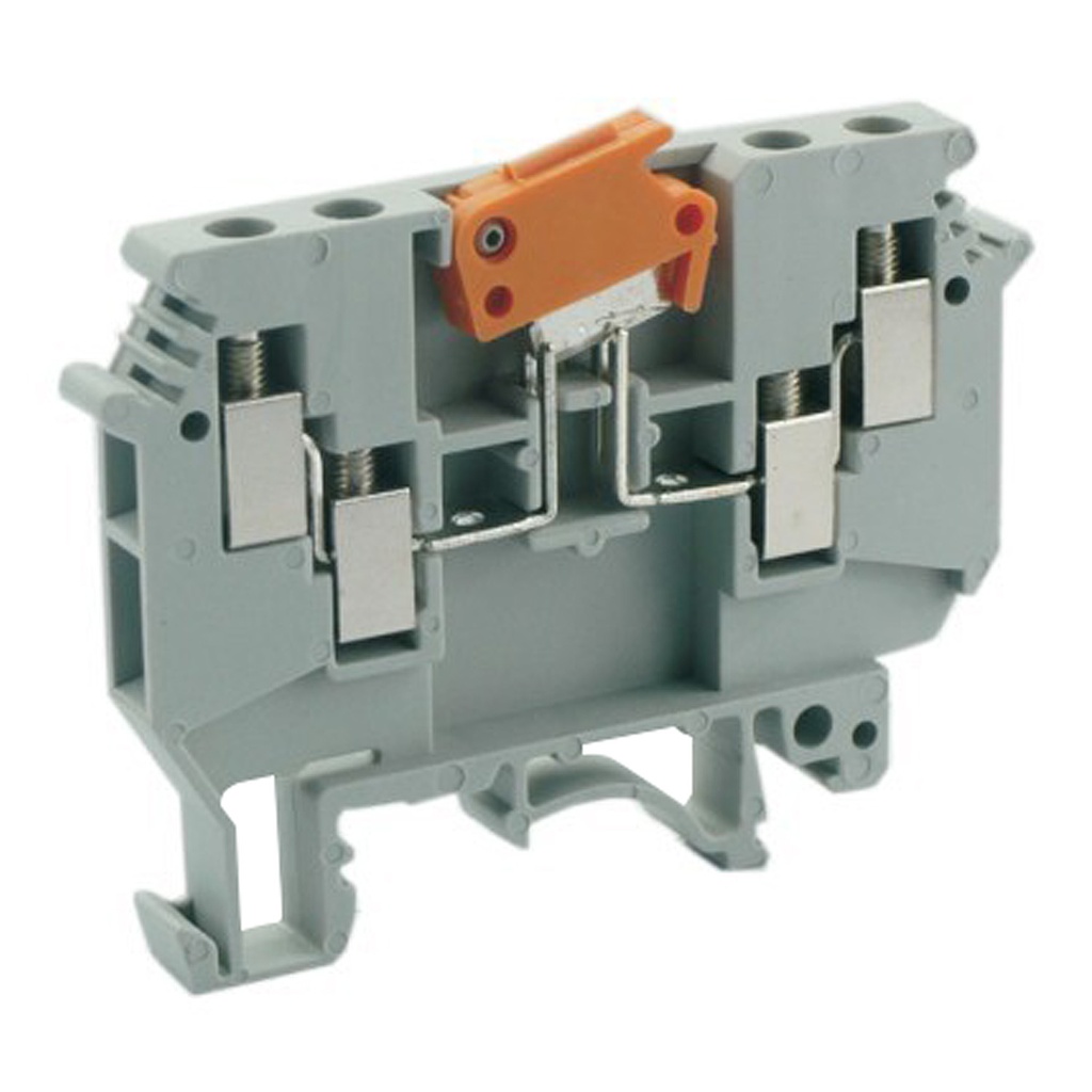 knife disconnect 4-wire DIN Rail Mount terminal block, 22-12 AWG