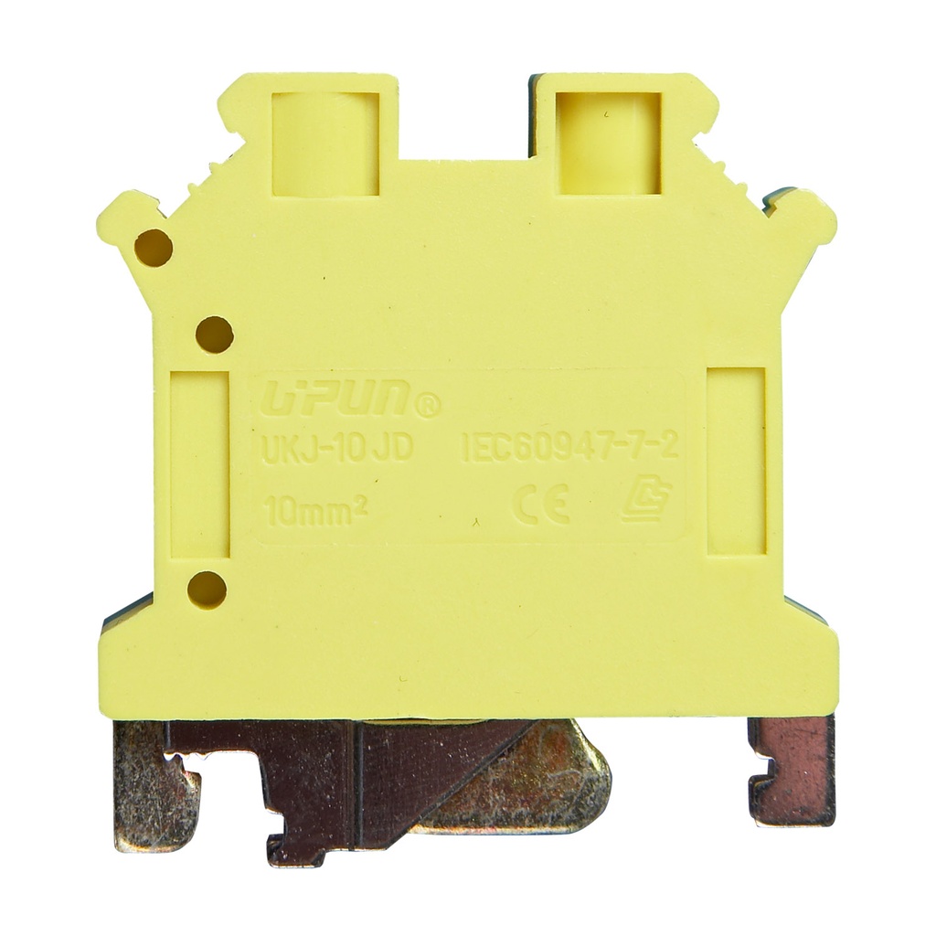 UKJ-16JD Ground Terminal Block | 24-6 AWG | DIN Rail Mount | Screw Terminal | 10.2mm Wide | UL Listed | ASIUSLKG10N