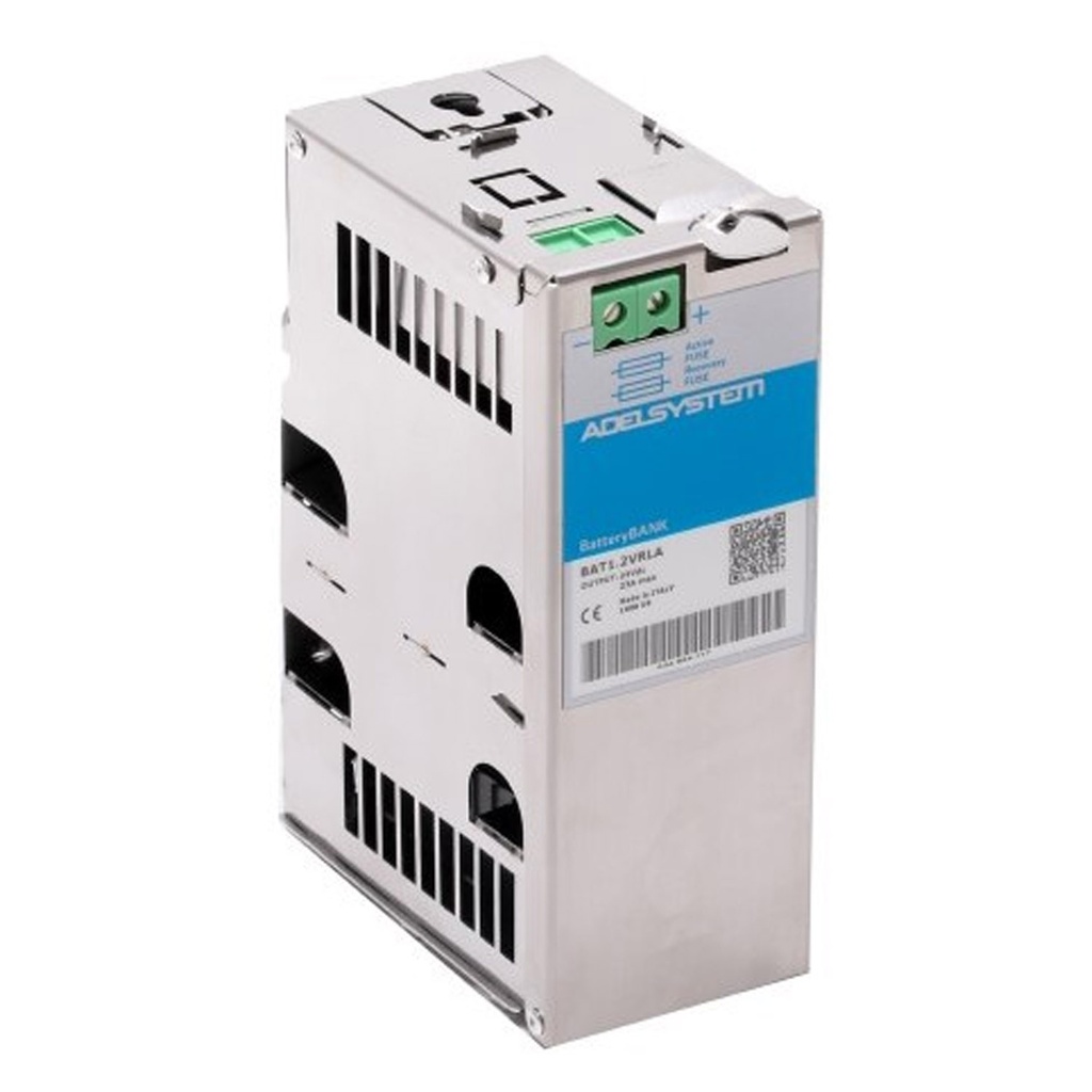 Battery Bank for DC-UPS "All In One" units. Includes Lead AGM Battery. Wall or DIN Rail mount. Output 24Vdc 1.3 Ah.