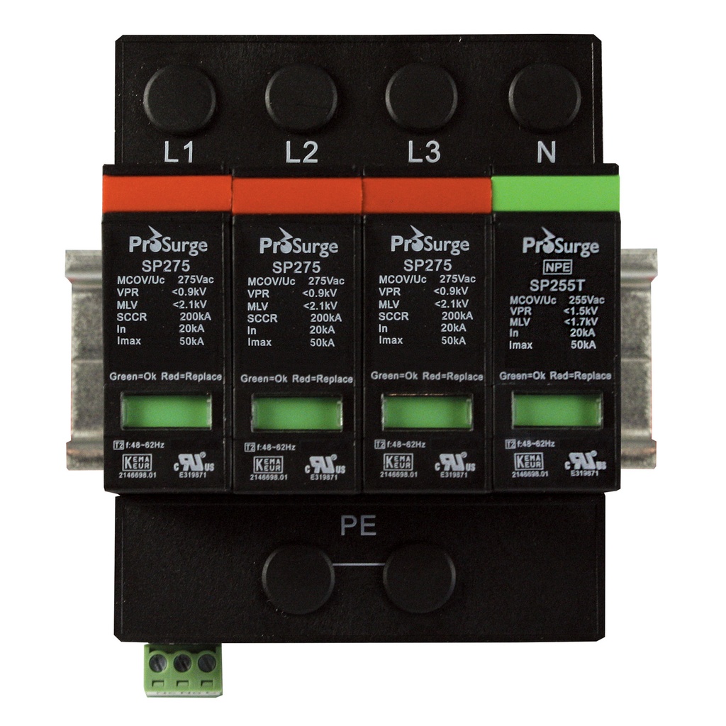 3 Phase Surge Protector, 415/240V AC, WYE, 4 Wire Plus Ground