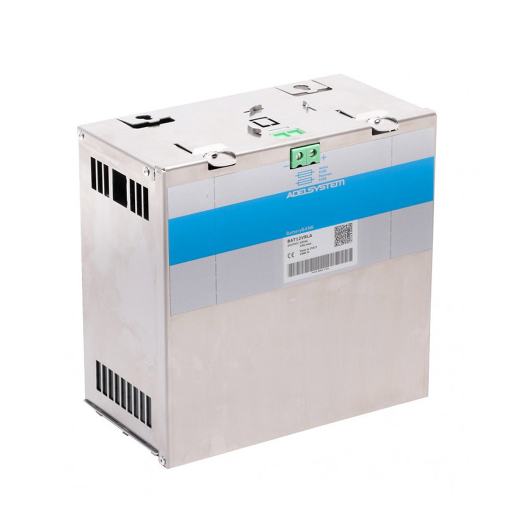 Battery Bank for DC-UPS "All In One" units. Includes Lead AGM Battery. Wall mount. Output 24Vdc 12 Ah.