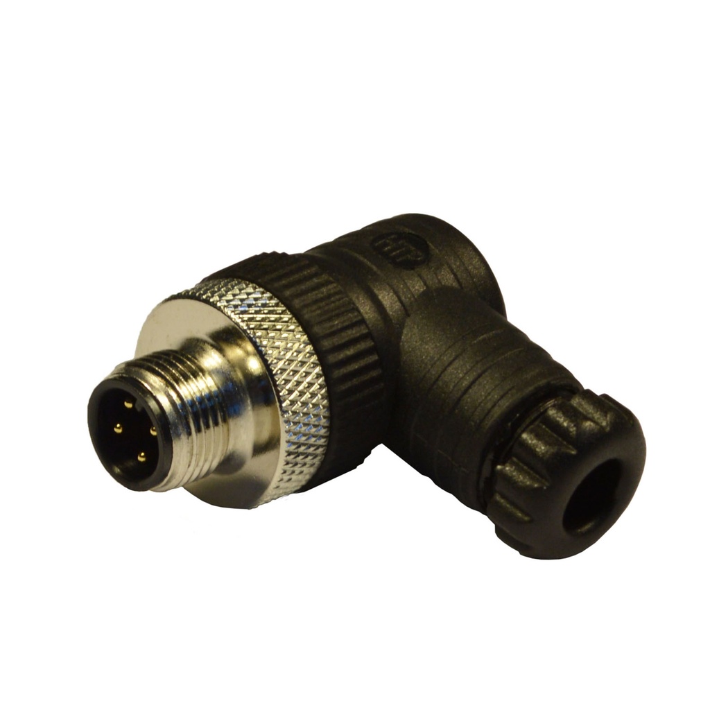 M12 Connector,12 Pole, A-Coded, Male, 90 Degree, Field Attachable