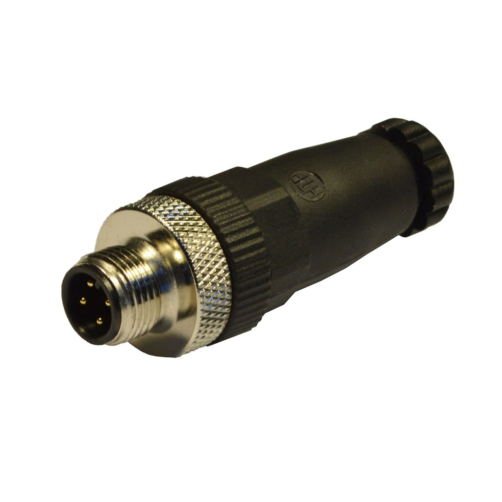 ASI D-12MC4000 M12 A-Coded Connector | 4-Pole | Straight Male | Field-Attachable | Industrial Ethernet | IP67 Rated