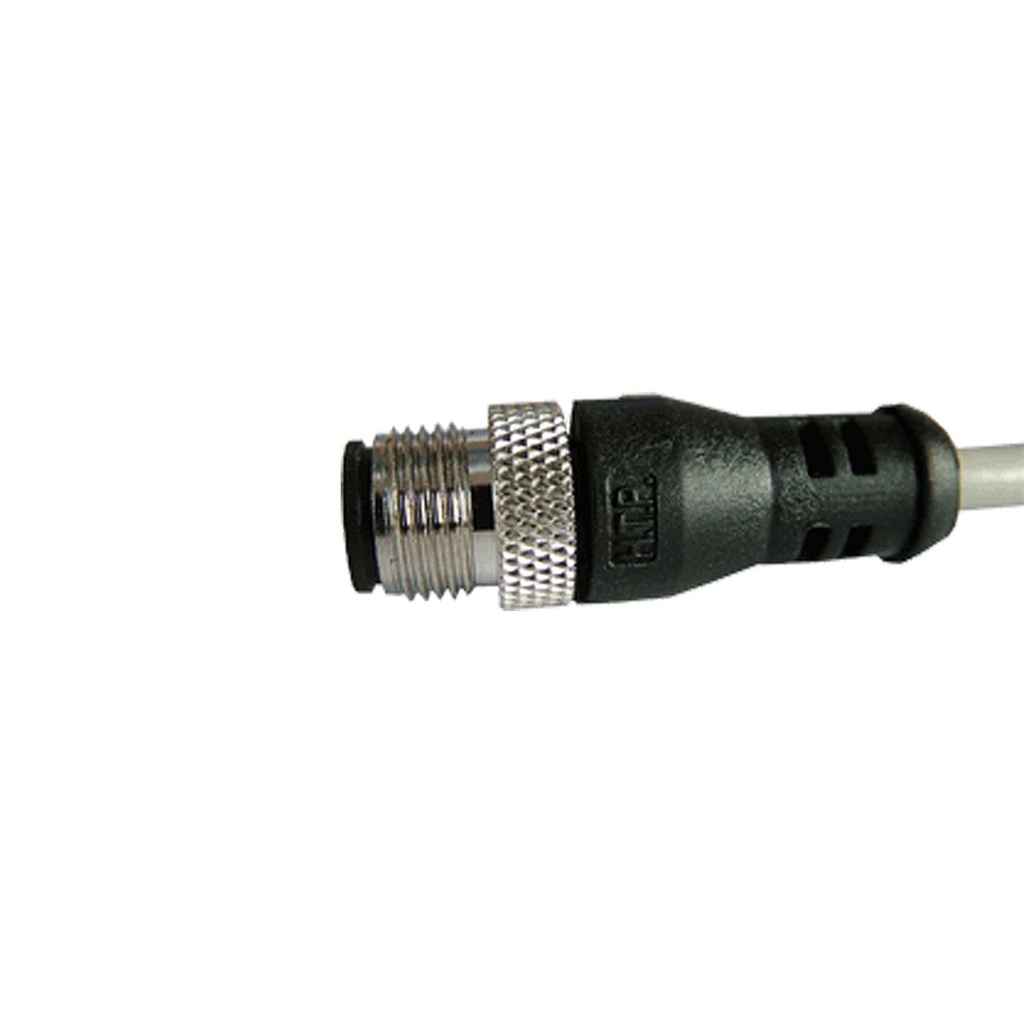 M12 Cable with Male Straight 4 Pole Connector, Single Ended, Straight, 3 Meter PVC cable, gray